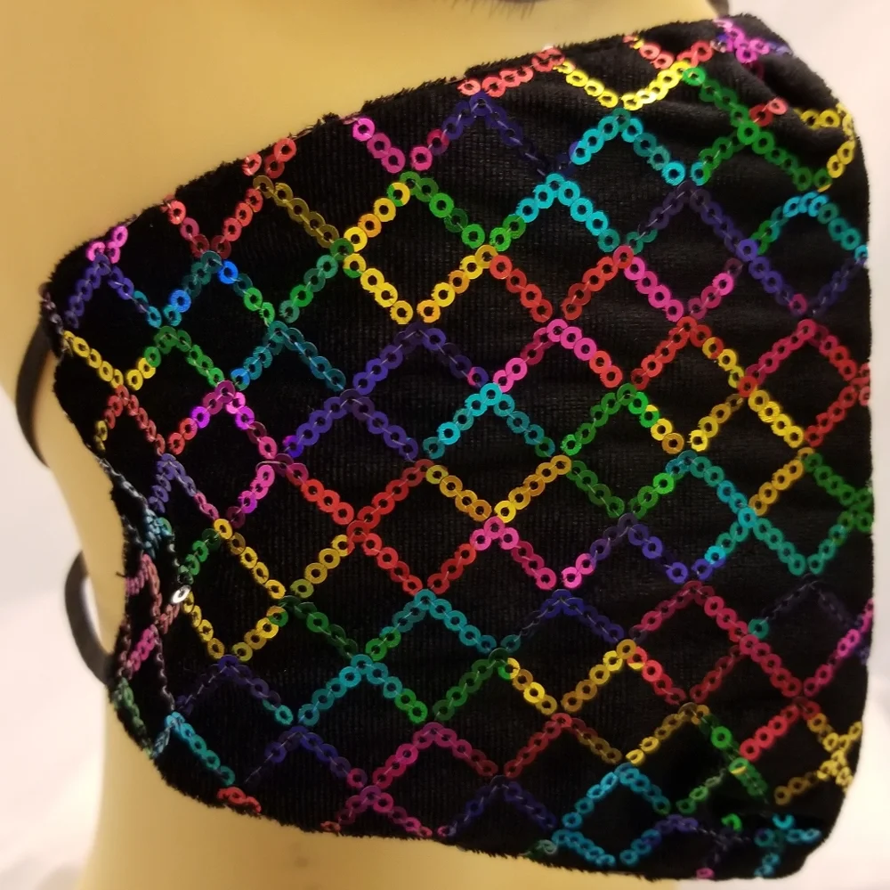 Sequin Print Velvet Face Mask